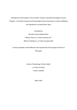 Development and Evaluation of the VaLiANT (Valued Living After Neurological Trauma) Program: A Combined Cognitive and Psychological Group Intervention to Improve Wellbeing and Adjustment to Acquired Brain Injury