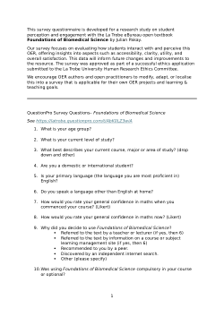 Survey questionnaire - evaluating an open educational resource (OER)