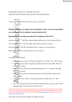 Refining nursing assessment and management with a new post-anaesthetic care discharge tool to minimise surgical patient risk