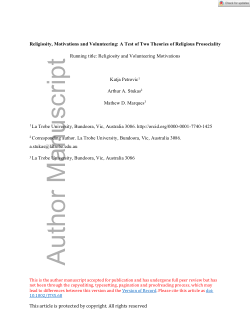 Religiosity, motivations, and volunteering: A test of two theories of religious prosociality
