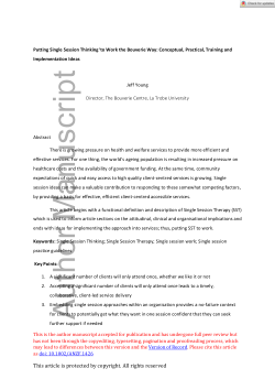 Putting single session thinking to work: conceptual, practical, training, and implementation ideas