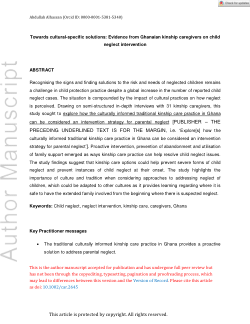 Towards culturally specific solutions: evidence from Ghanaian Kinship Caregivers on child neglect intervention