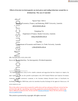 Effects of investor tax heterogeneity on stock prices and trading behaviour around the ex-dividend day: the case of Australia