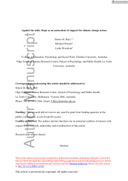 Against the odds: Hope as an antecedent of support for climate change action