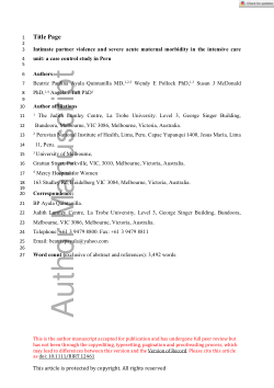 Intimate partner violence and severe acute maternal morbidity in the intensive care unit: A case‐control study in Peru
