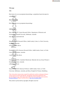 Risk factors for severe postpartum haemorrhage: A population-based retrospective cohort study