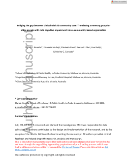 Bridging the gap between clinical trials and community care: Translating a memory group for older people with mild cognitive impairment into a community‐based organisation