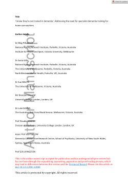 ‘I know they are not trained in dementia’: Addressing the need for specialist dementia training for home care workers