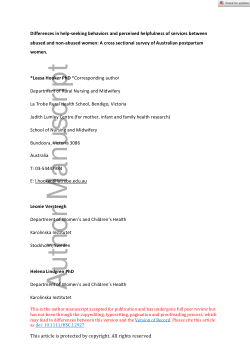 Differences in help-seeking behaviours and perceived helpfulness of services between abused and non-abused women: A cross-sectional survey of Australian postpartum women