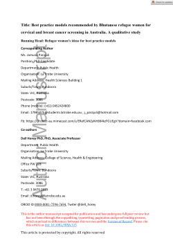 Best practice models recommended by Bhutanese refugee women for cervical and breast cancer screening in Australia: A qualitative study