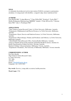 A community-based physical activity intervention (FitSkills) can improve participation attendance of young people with disability: a stepped wedge cluster randomised trial
