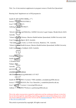 Use of micronutrient supplements in pregnant women of south-east Queensland