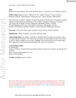 Pediatric obesity treatment, self-esteem, and body image: A systematic review with meta-analysis