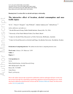 The interactive effect of location, alcohol consumption and non‐traffic injury