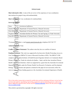 A state-of-the-art review of the experience of care coordination interventions for people living with multimorbidity