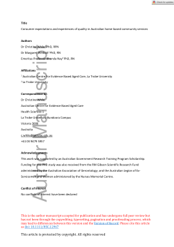Consumer expectations and experiences of quality in Australian home‐based community services