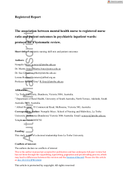 The association between mental health nurse to registered nurse ratio and patient outcomes in psychiatric inpatient wards: protocol for a systematic review