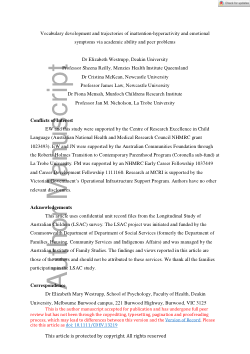 Vocabulary Development and Trajectories of Behavioral and Emotional Difficulties Via Academic Ability and Peer Problems