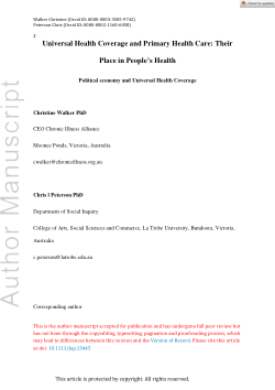 Universal health coverage and primary health care: Their place in people's health