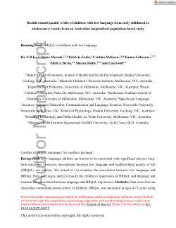 Health-related quality of life of children with low language from early childhood to adolescence: results from an Australian longitudinal population-based study