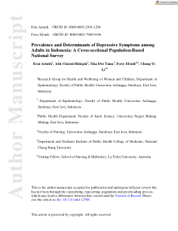 Prevalence and determinants of depressive symptoms among adults in Indonesia: A cross-sectional population-based national survey