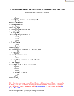 The personal and social impact of chronic hepatitis B: A qualitative study of Vietnamese and Chinese participants in Australia