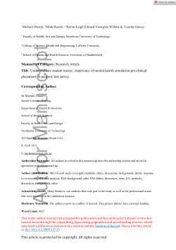 Undergraduate student nurses' experience of mental health simulation pre-clinical placement: A pre/post-test survey