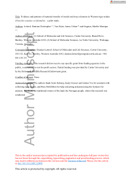 Evidence and patterns of maternal transfer of metals and trace elements in Western tiger snakes (Notechis scutatus occidentalis) – a pilot study