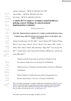 A cluster RCT to improve workplace mental health in a policing context: findings of a mixed-methods implementation evaluation