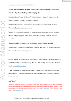 Buzzing with possibilities: Training and olfactory generalization in conservation detection dogs for an endangered stonefly species