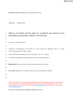 Influenza virus infection selectively triggers the accumulation and persistence of more potent Helios-expressing Foxp3+ regulatory T cells in the lungs