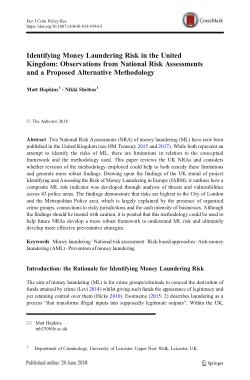 Identifying Money Laundering Risk In The United Kingdom Observations From National Risk Assessments And A Proposed Alternative Methodology