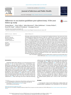 Adherence To Vaccination Guidelines Post Splenectomy A Five Year Follow Up Study<script async src=