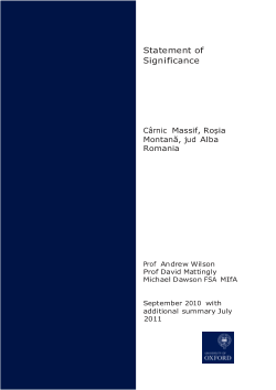 Statement of Significance: Cârnic Massif, Rosia Montana, jud Alba Romania