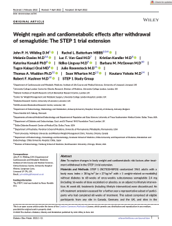 semaglutide withdrawals Item - Weight regain and cardiometabolic effects after withdrawal of  semaglutide: The STEP 1 trial extension - University of Leicester