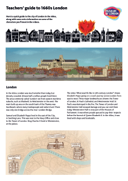 Teachers' Guide to 1660s London (learning resource for primary schools, Key Stage 1: Great Fire of London)