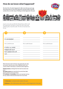 How do we know what happened?  (learning resource for primary schools, Key Stage 1: Great Fire of London)