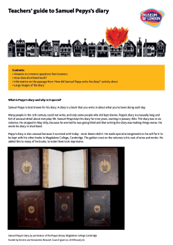 Teachers' Guide to Samuel Pepys's Diary (learning resource for primary schools, Key Stage 1: Great Fire of London)