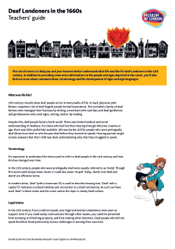 Deaf Londoners in the 1660s: Teachers' Guide (learning resource)