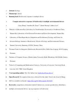 Complex interactive responses of biodiversity to multiple environmental drivers