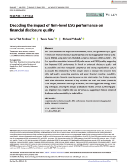 Decoding the impact of firm‐level ESG performance on financial disclosure quality