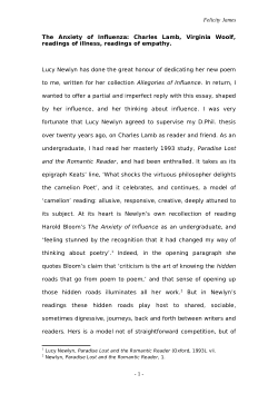 The Anxiety of Influenza: Charles Lamb, Virginia Woolf, Readings of Illness, Readings of Empathy