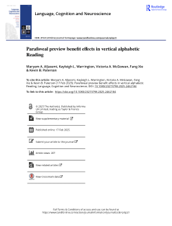 <b>Parafoveal preview benefit effects in vertical alphabetic Reading</b>