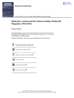 Modernity, Latinità and the Nation in Italian Modernist Magazines (1914-1922)