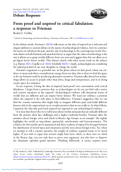 From proof and unproof to critical fabulation: a response to Frieman