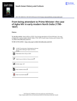From Being Attendant to Prime Minister: The Case of Agha Mir in Early Modern North India (1798-1837)