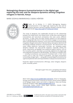 Reimagining diaspora humanitarianism in the digital age: exploring the near and far diaspora dynamics among Congolese refugees in Nairobi, Kenya