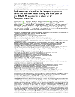 Socioeconomic disparities in changes to preterm birth and stillbirth rates during the first year of the COVID-19 pandemic: a study of 21 European countries