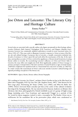 Joe Orton and Leicester: The Literary City and Cultural Heritage