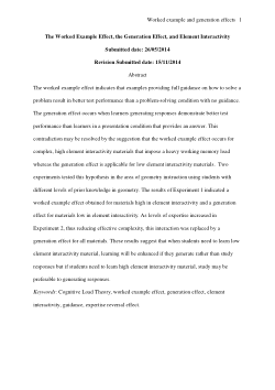 The worked example effect, the generation effect, and element interactivity